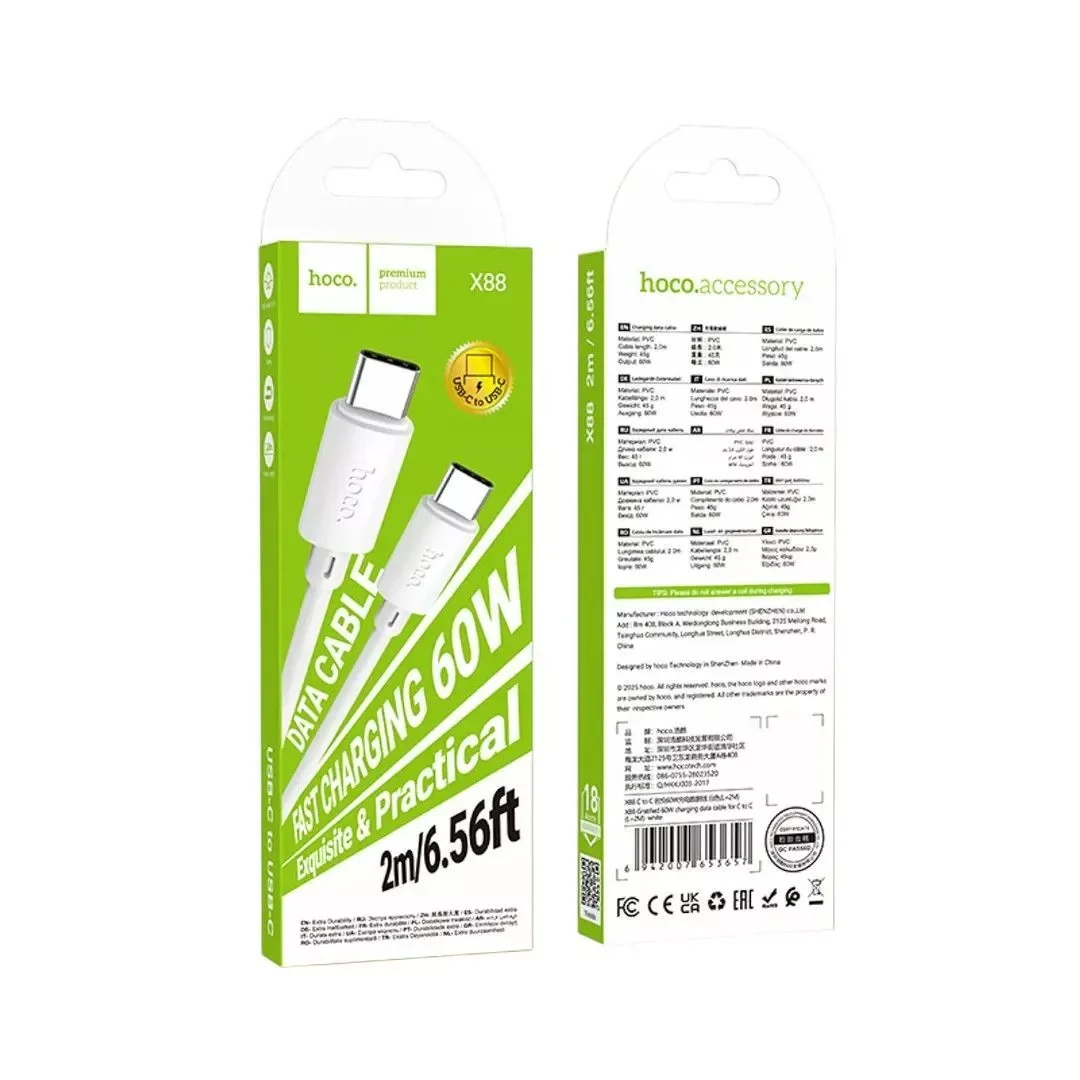 Conectores USB-C a USB-C del cable HOCO X88 60W