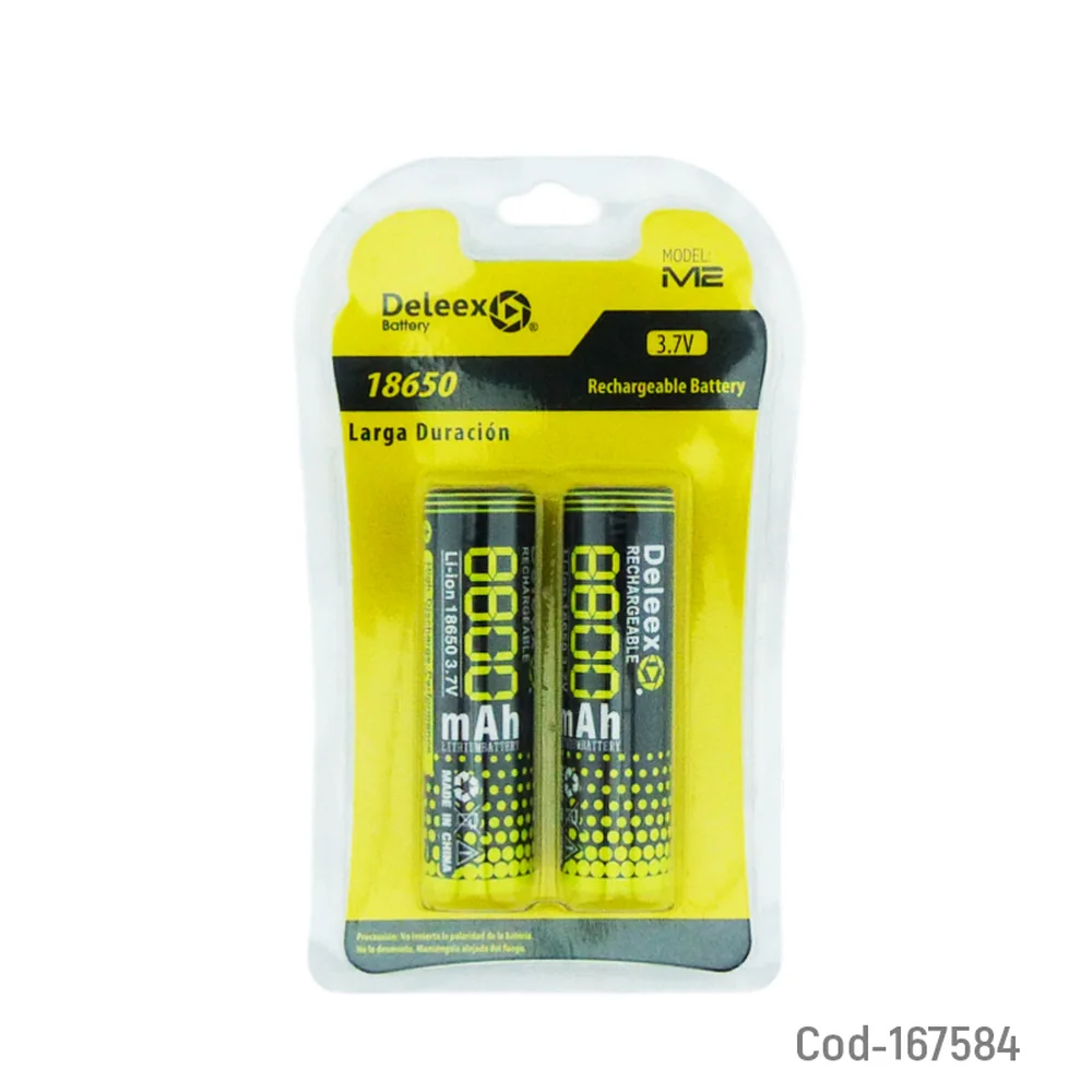 Kit de 2 baterías Deleex 18650 recargables 3,7 V SKU 4887