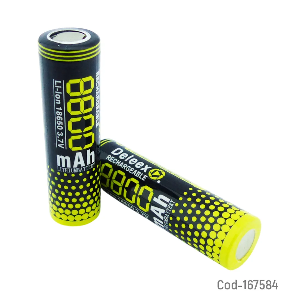 Dos baterías Deleex M2 18650 de cabeza plana recargables