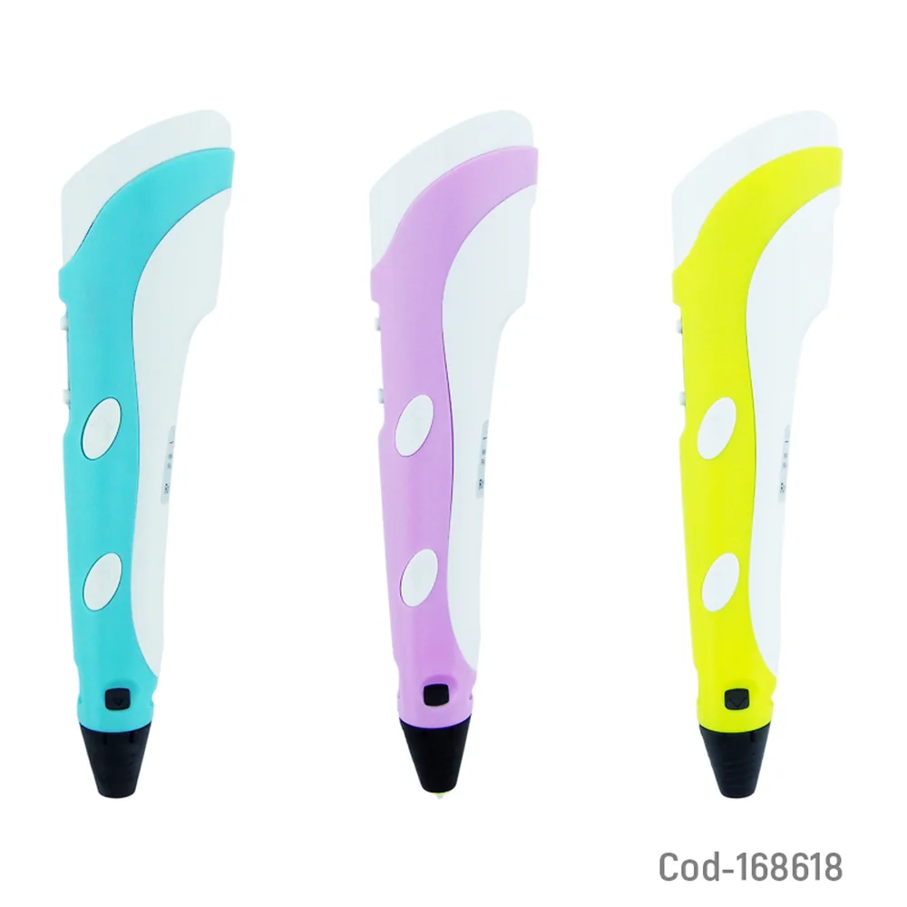 Lápiz Impresora 3D USB SKU 4888 en colores celeste rosa y amarillo