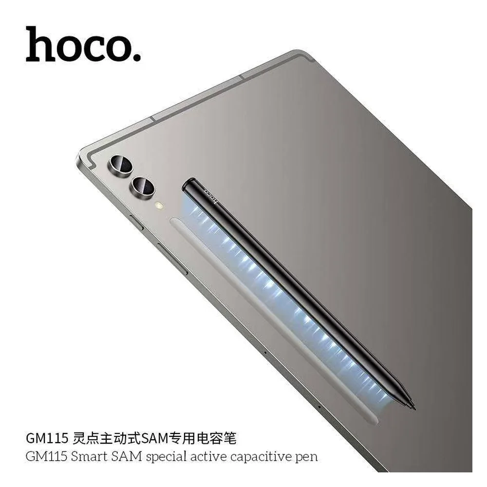 Lápiz Hoco GM115 fijado magnéticamente a una tablet Samsung