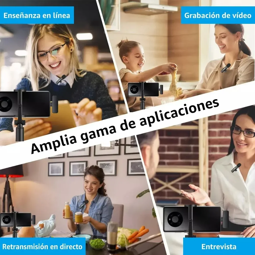 Usos del micrófono inalámbrico doble Tipo C en clases videos y entrevistas SKU 4895
