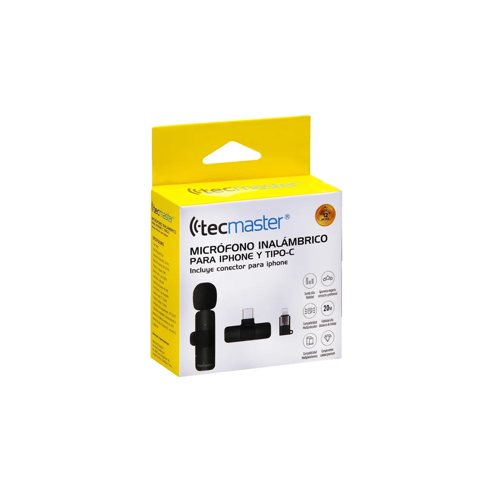 Micrófono Inalámbrico Tecmaster TM-300518 SKU 4830 con estuche