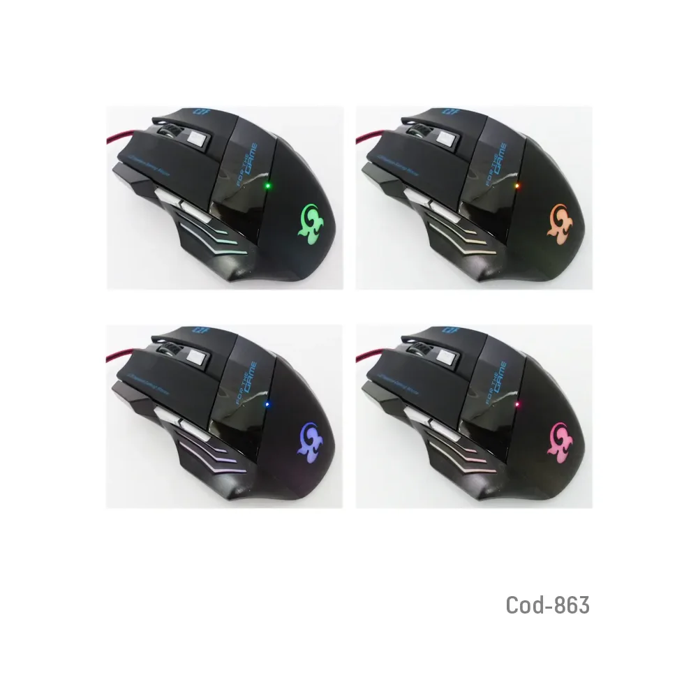 Mouse Gamer USB 3200 DPI con iluminación LED en varios colores SKU 4896