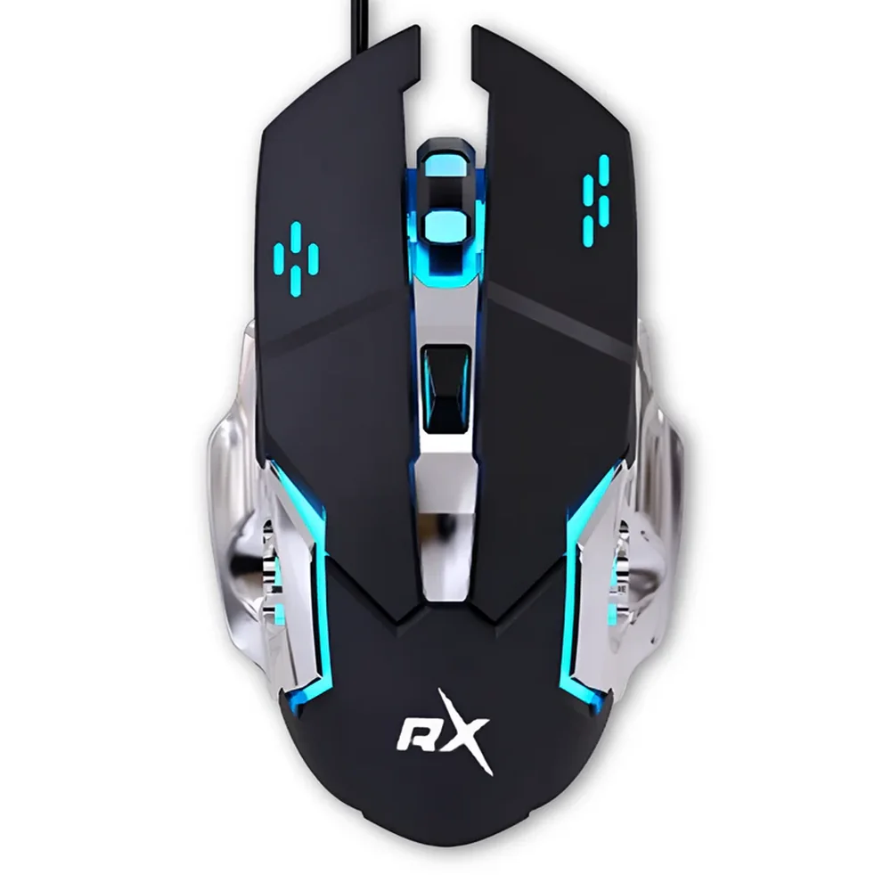 Mouse Gamer ReptileX RX0005 SKU 4891 vista frontal con luces LED