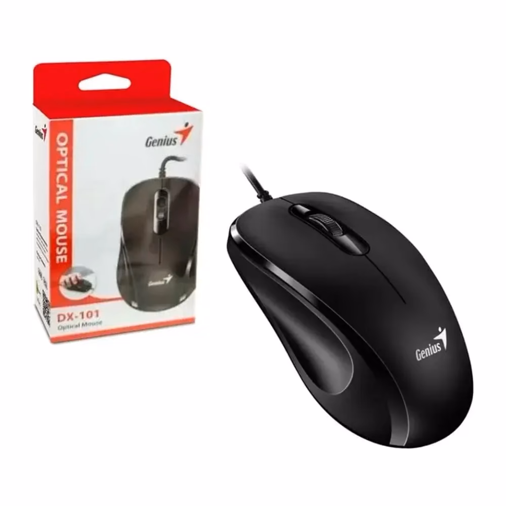 Mouse con cable Genius DX-101 SKU 4870 color negro con empaque