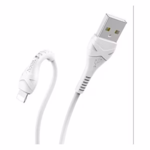 Cable USB a Lightning Hoco X20 1M Blanco, mostrando el conector Lightning y el conector USB tipo A