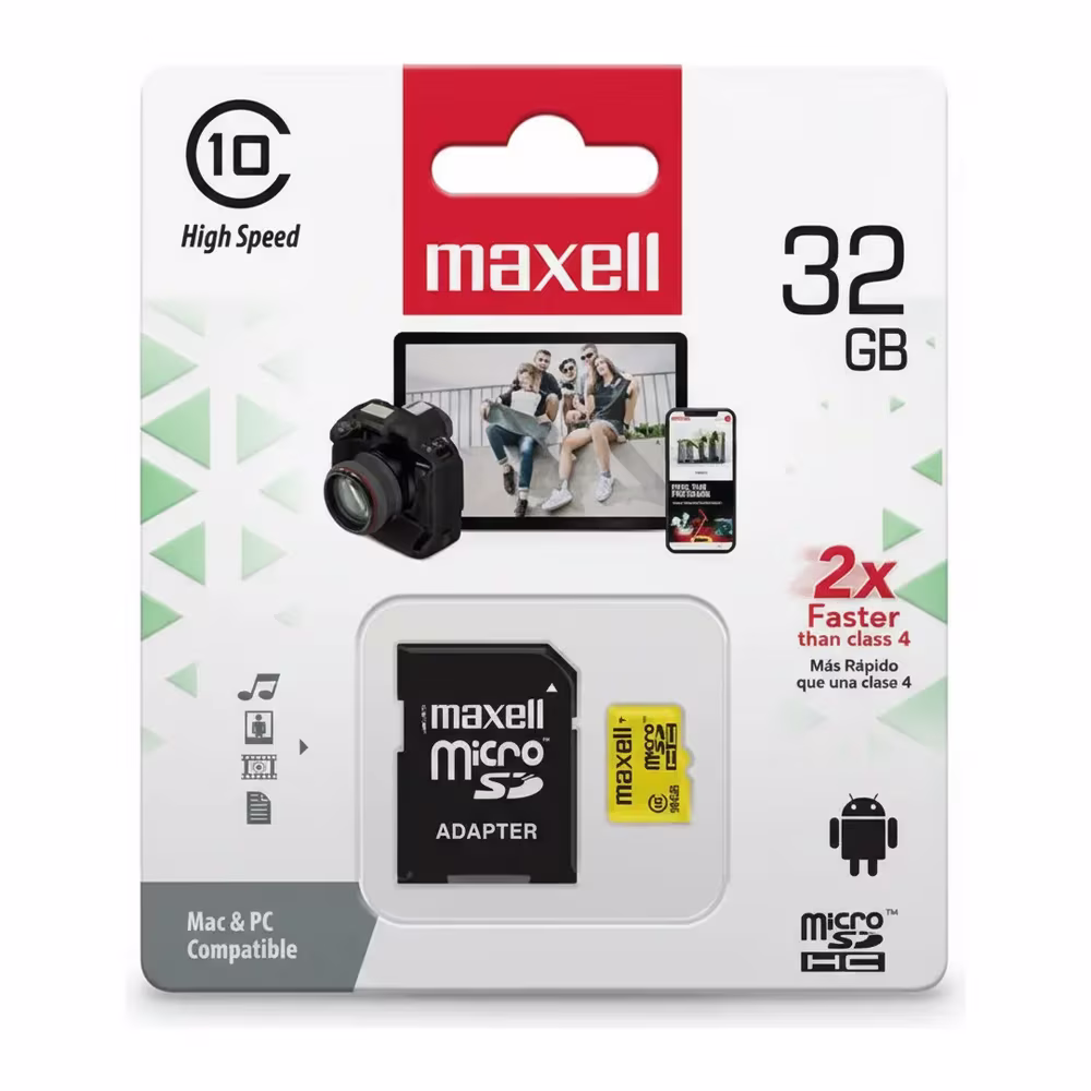Empaque original de la Memoria MicroSD Maxell 32GB en Talca - Imextec