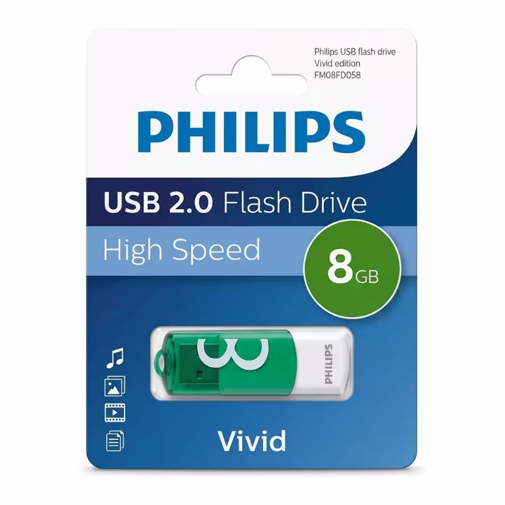 Empaque original del Pendrive Philips Vivid 8GB en Talca - Imextec