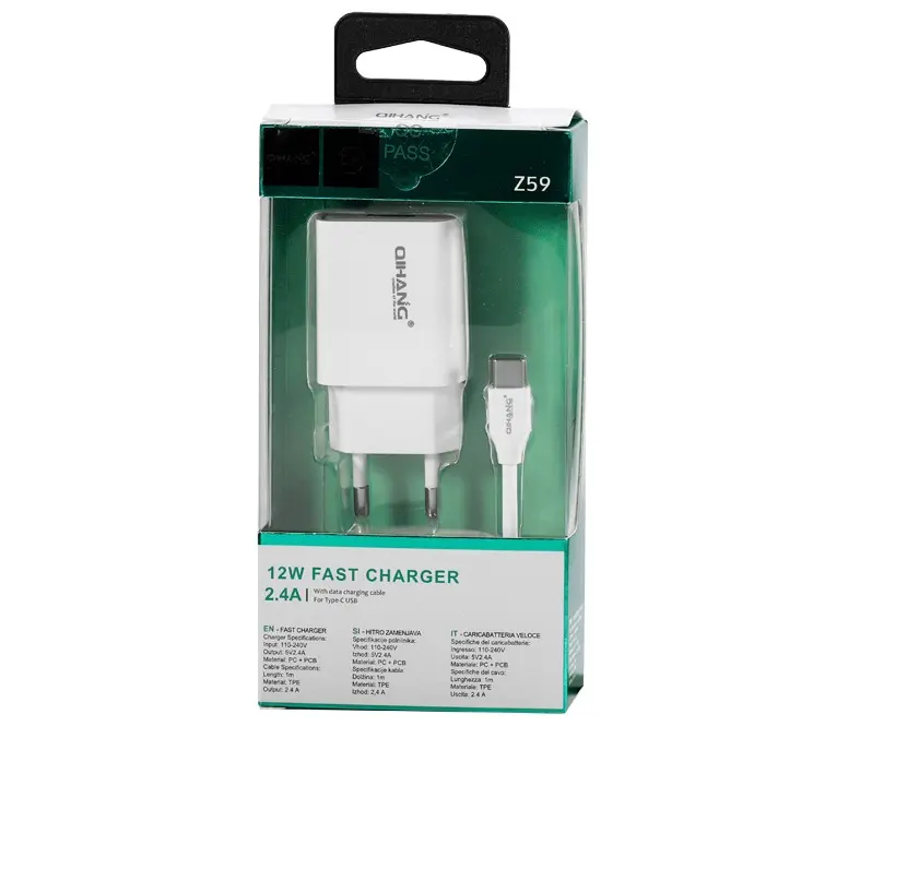 Cargador Celular Usb + Cable Usb a Tipo C 5V 2.4A Z59 Qihang